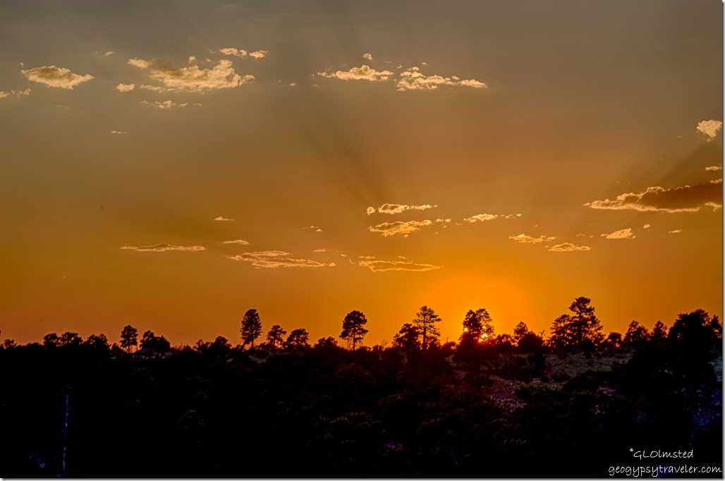 sunset crespuscular rays Wedding site Cape Royal North Rim Grand Canyon National Park Arizona