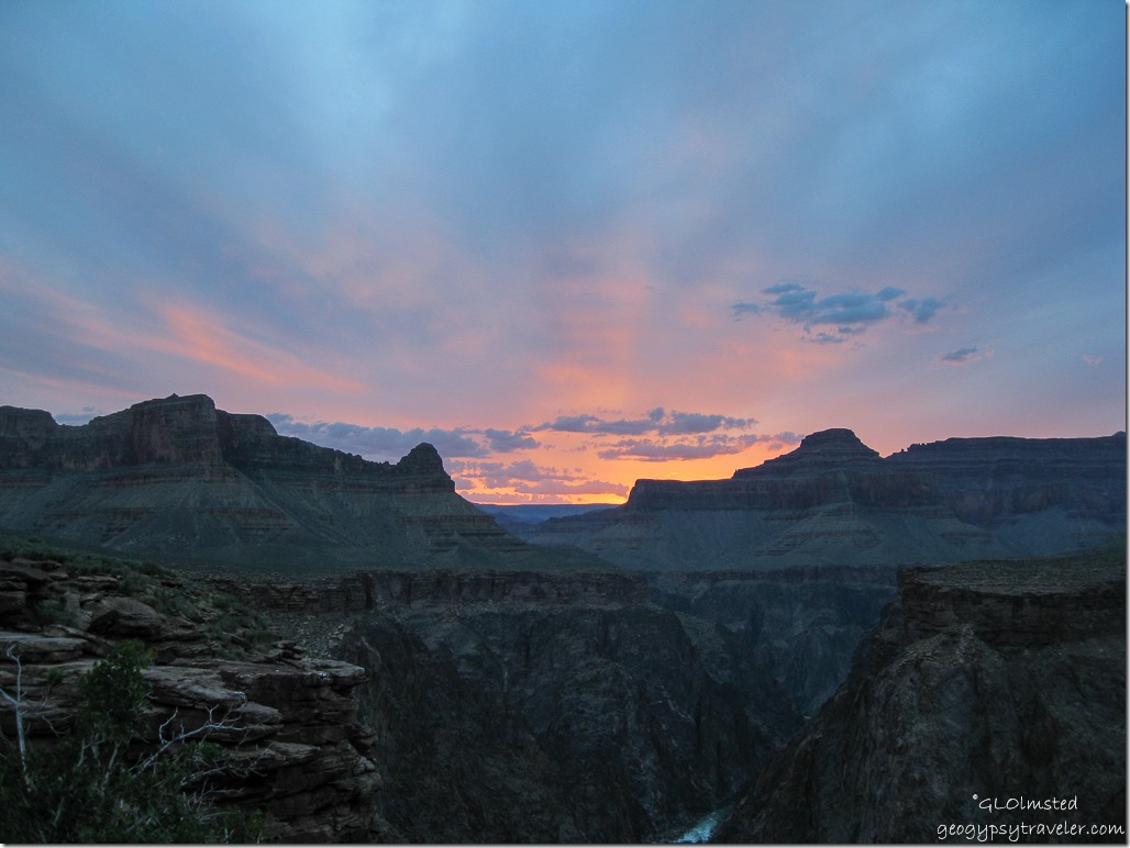 Sunset view West from Plateau Point Grand Canyon National Park Arizona