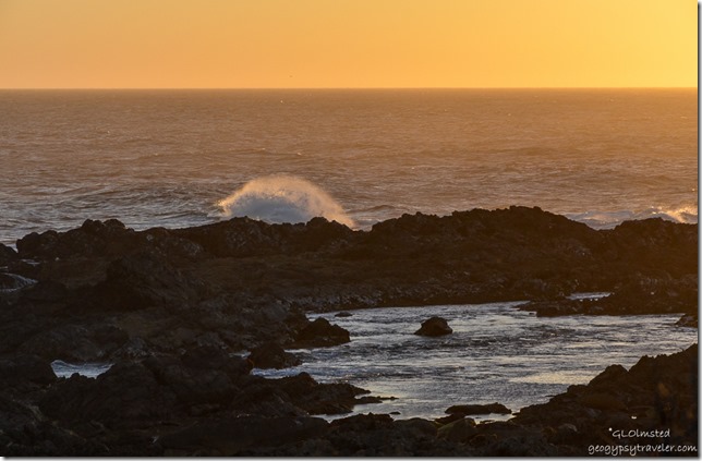 Sunset crashing waves on rocky coast Indian Ocean Tsitsikamma National Park South Africa