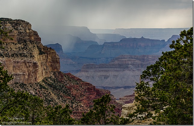 rainy view W canyon Trail of Time Rim trail South Rim Grand Canyon National Park Arizona