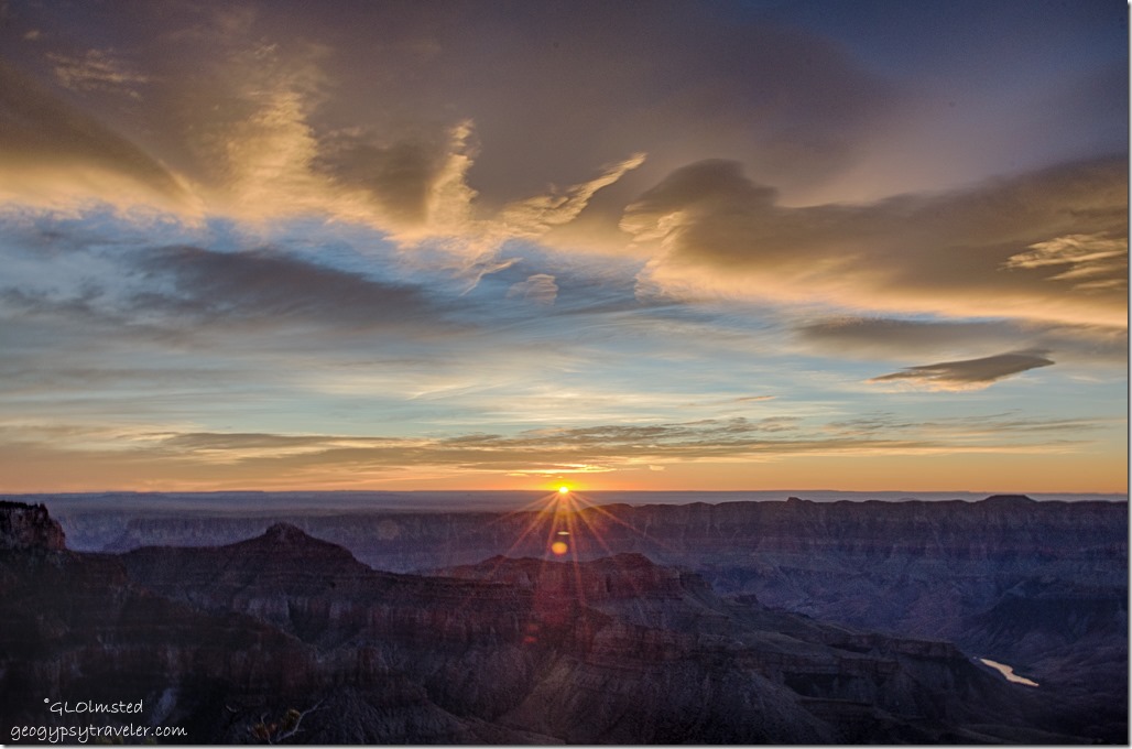 sunrise rays Cape Royal North Rim Grand Canyon National Park Arizona
