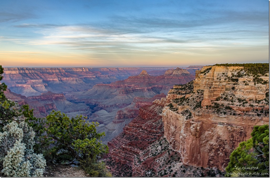 sunrise over canyon Cape Royal North Rim Grand Canyon National Park Arizona