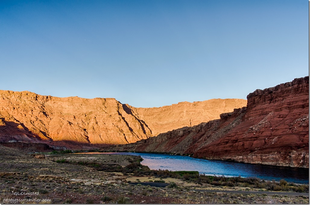 last light Echo Cliffs Colorado River from camp Lee's Ferry Glen Canyon National Recreation Area Arizona