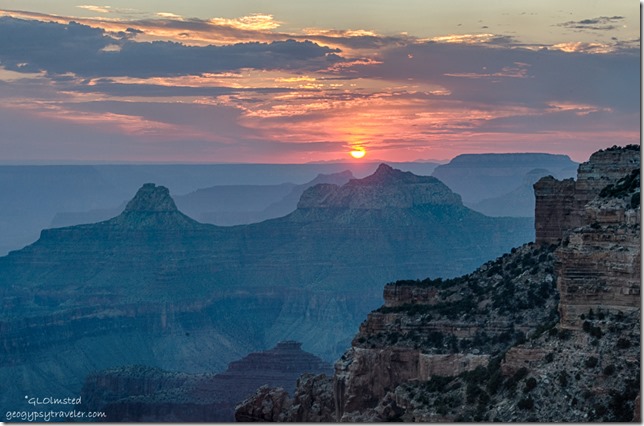 sunset temples from Cape Royal North Rim Grand Canyon National Park Arizona