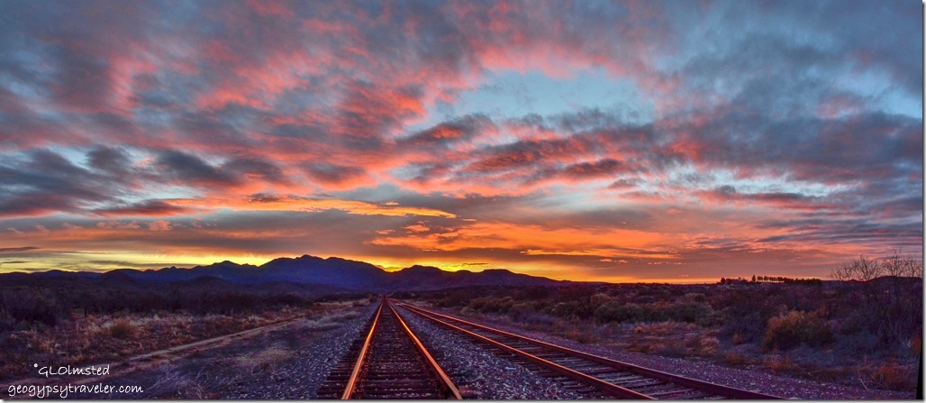 Sunset RR tracks Weaver Mountains Kirkland Arizona