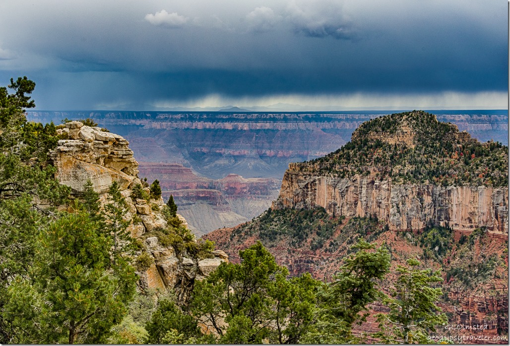 Oza Butte storm over South Rim from Transept trail North Rim Grand Canyon National Park Arizona