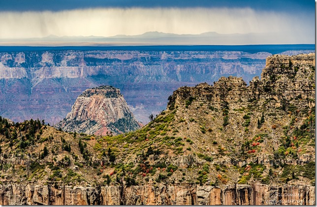 Isis Temple storm over South Rim from Transept trail North Rim Grand Canyon National Park Arizona
