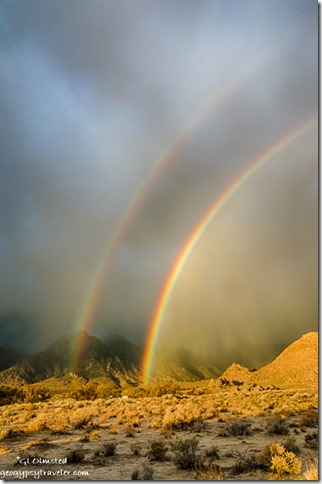 double rainbow low clouds Alabama Hills BLM Lone Pine California