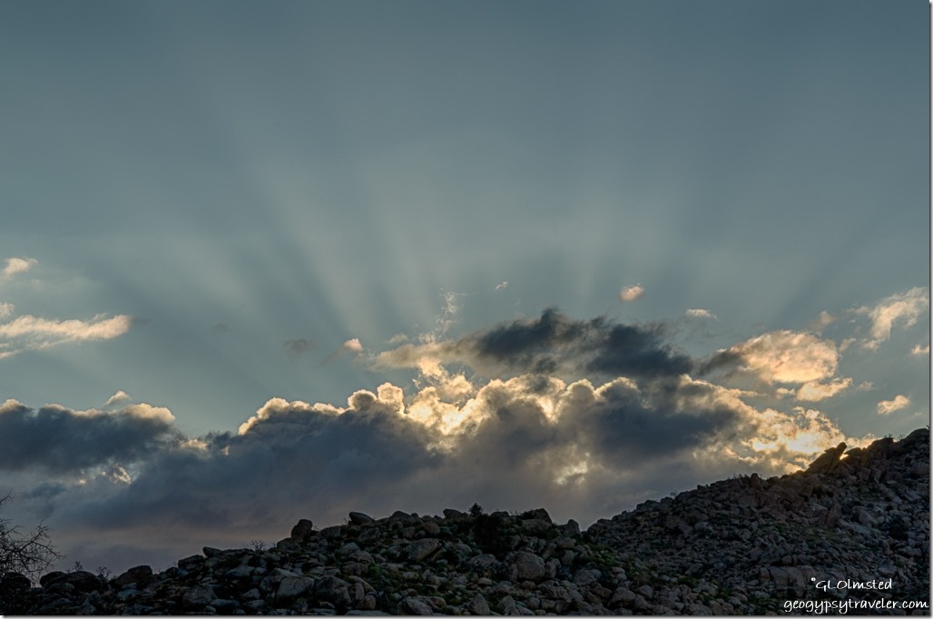 Weaver Mountains clouds sunrays Yarnell Arizona