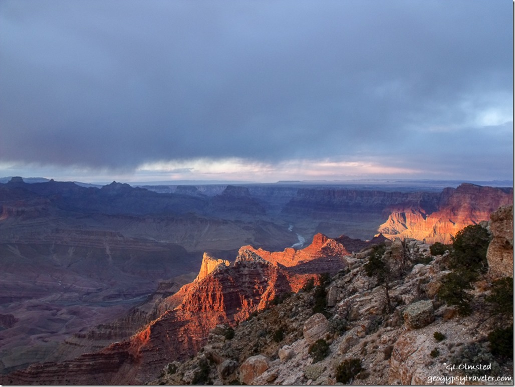 Last light & view Northeast from Lippan Point South Rim Grand Canyon National Park Arizona