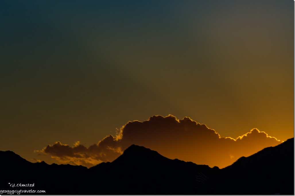 Dome Rock Mountains sunset sunrays LaPaz BLM Quartzsite Arizona