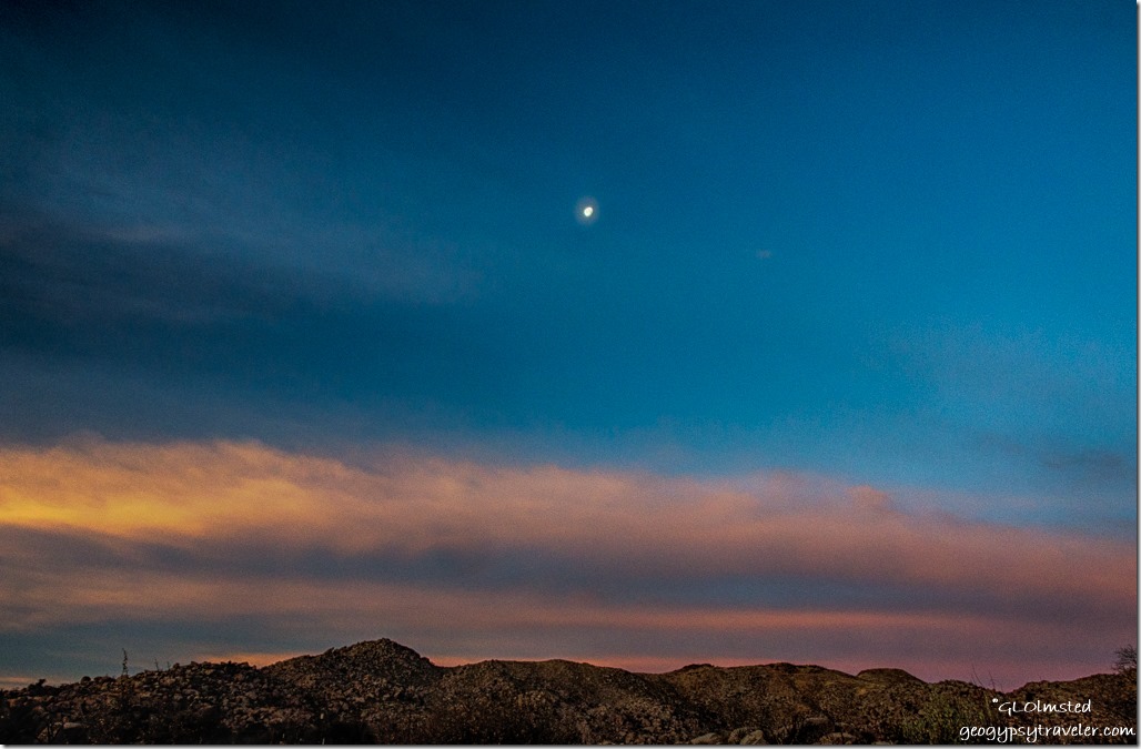 Weaver Mountains sunrise moon Yarnell Arizona