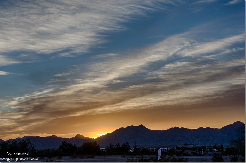 Dome Rock Mountains sunset clouds LaPaz BLM Quartzsite Arizona