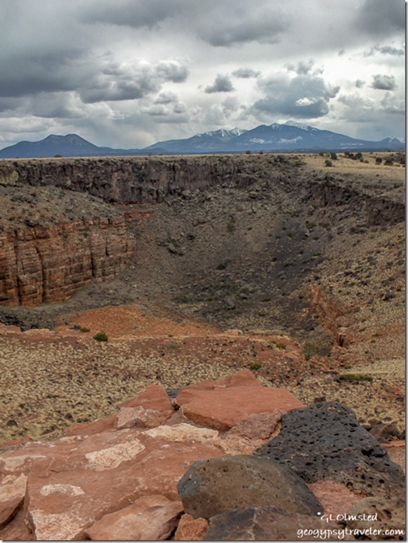 San Francisco Peaks from Citadel Pueblo Wupatki National Monument Arizona