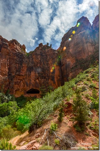 Tunnel window in rock Zion National Park Utah