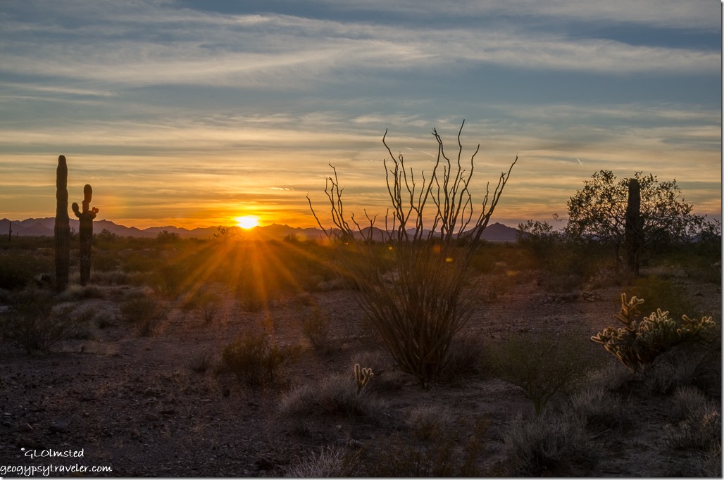 desert sunset sunrays Kofa National Wildlife Refuge Arizona