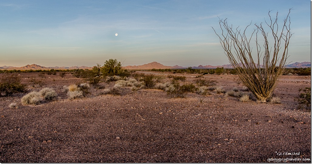 desert moonset Dome Rock Mountains Kofa NWR Arizona