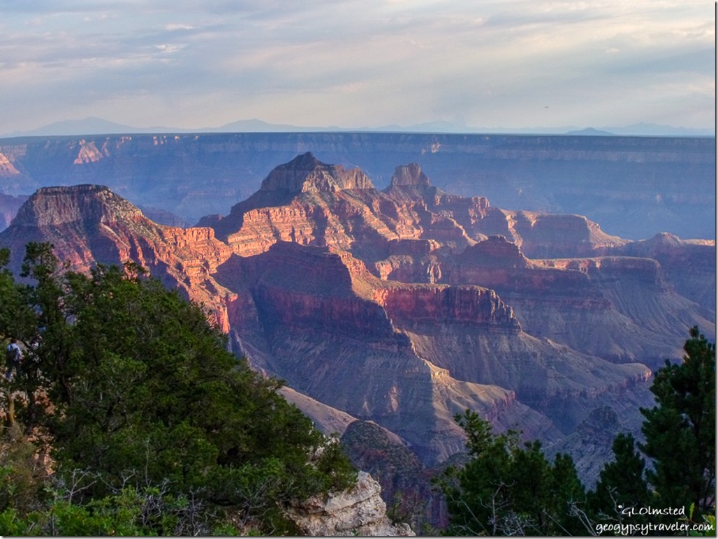 Evening light on the temples North Rim Grand Canyon National Park Arizona