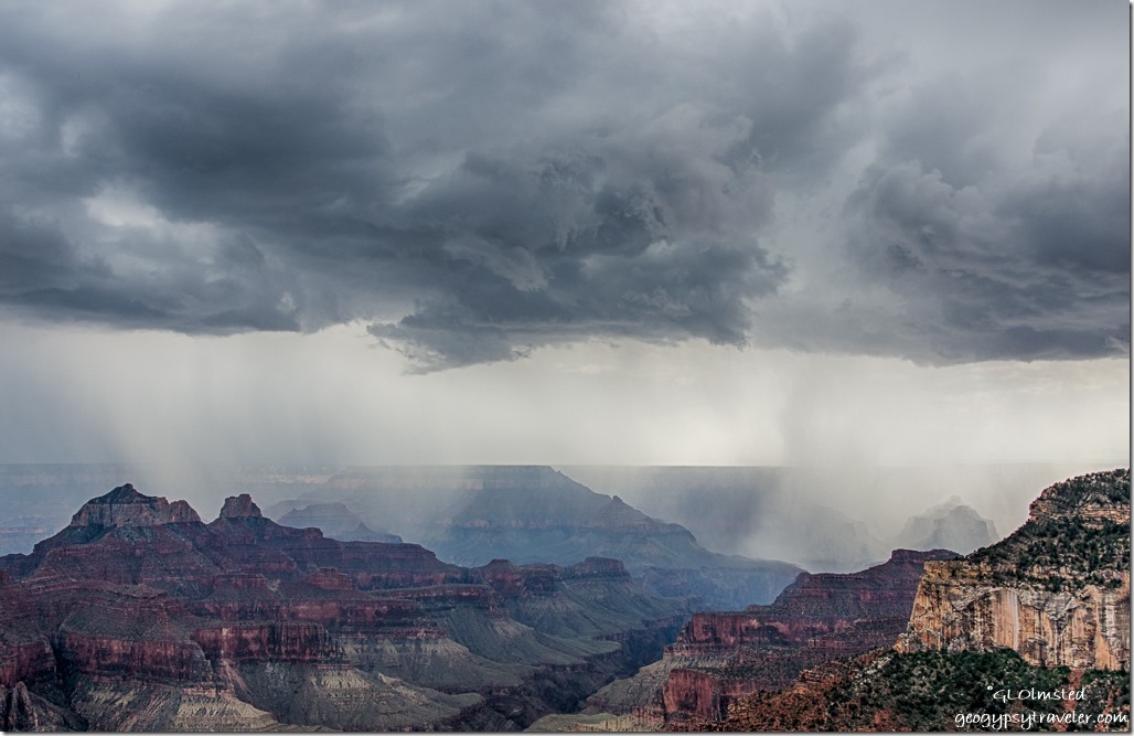 Storm crossing canyon North Rim Grand Canyon National Park Arizona