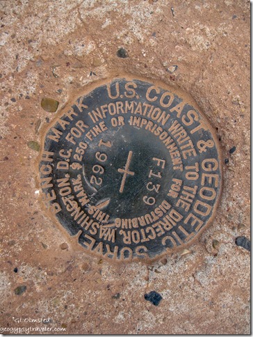 Survey marker at Toadstools trailhead Grand Staircase Escalante National Monument Utah