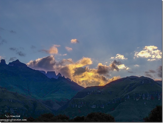 Sunset from Monks Cowl camp Drakensburg KwaZulu-Natal South Africa