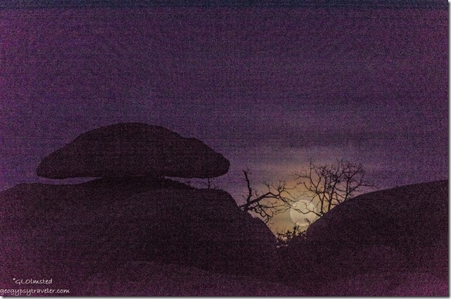 trees boulders full moon rise Yarnell Arizona