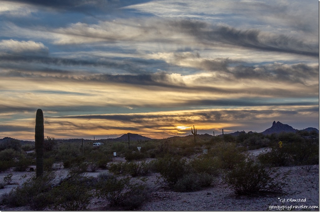 Sonoran desert RV mountains sunset clouds Darby Well Road BLM Ajo Arizona