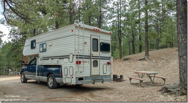 truckcamper #37 campsite Bryce Canyon National Park Utah