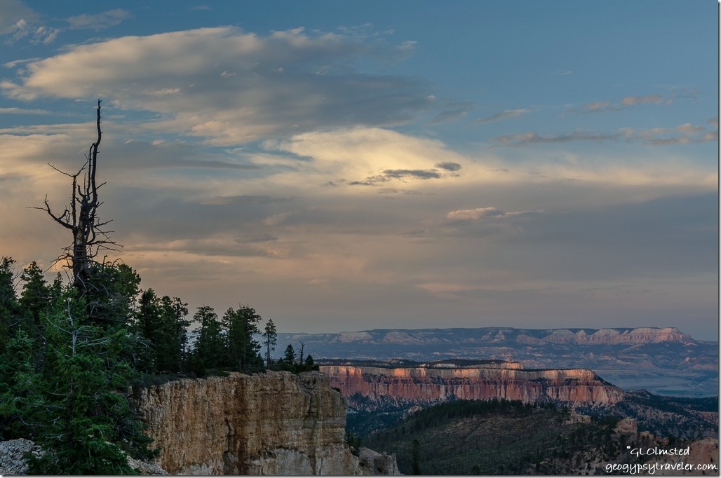 Bristlecone rock last light sunset clouds Farview Point Bryce Canyon National Park Utah