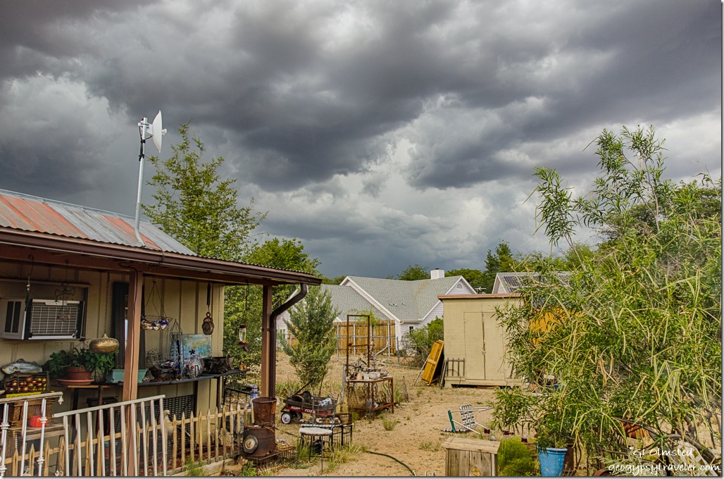 houses yard storm clouds Yarnell Arizona