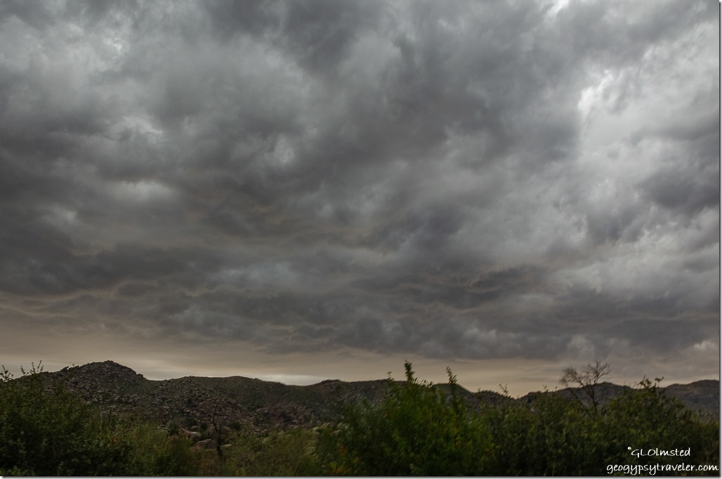 Weaver Mountains storm clouds sunset Yarnell Arizona