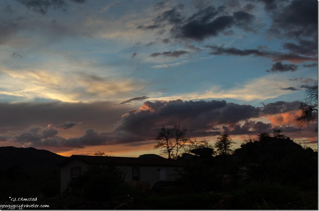 trees Weaver Mountains sunset cumulonimbus clouds Yarnell Arizona