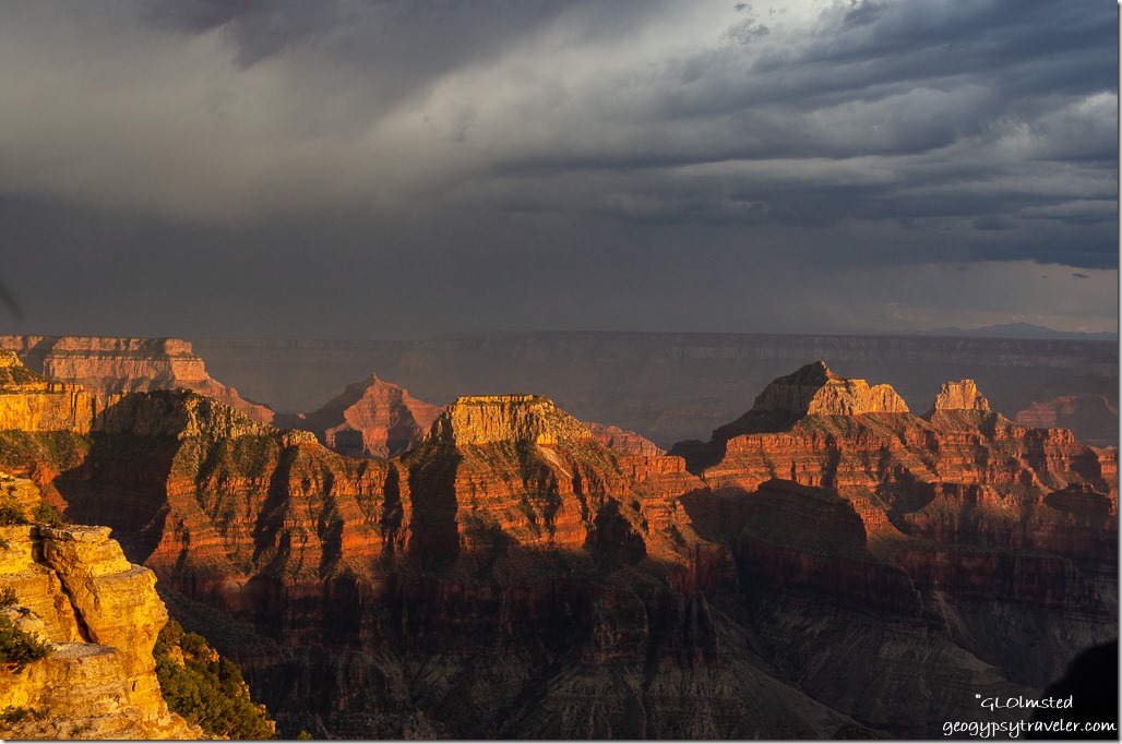 Last light stormy sky from Lodge North Rim Grand Canyon National Park Arizona
