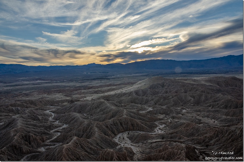 Sunset over Badlands from Fonts Point Anza-Borrego Desert State Park California