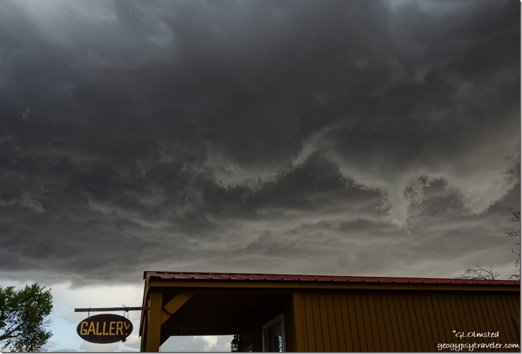 Gallery sign shed nimbostratus storm clouds Yarnell Arizona
