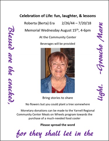 Berta memorial flyer