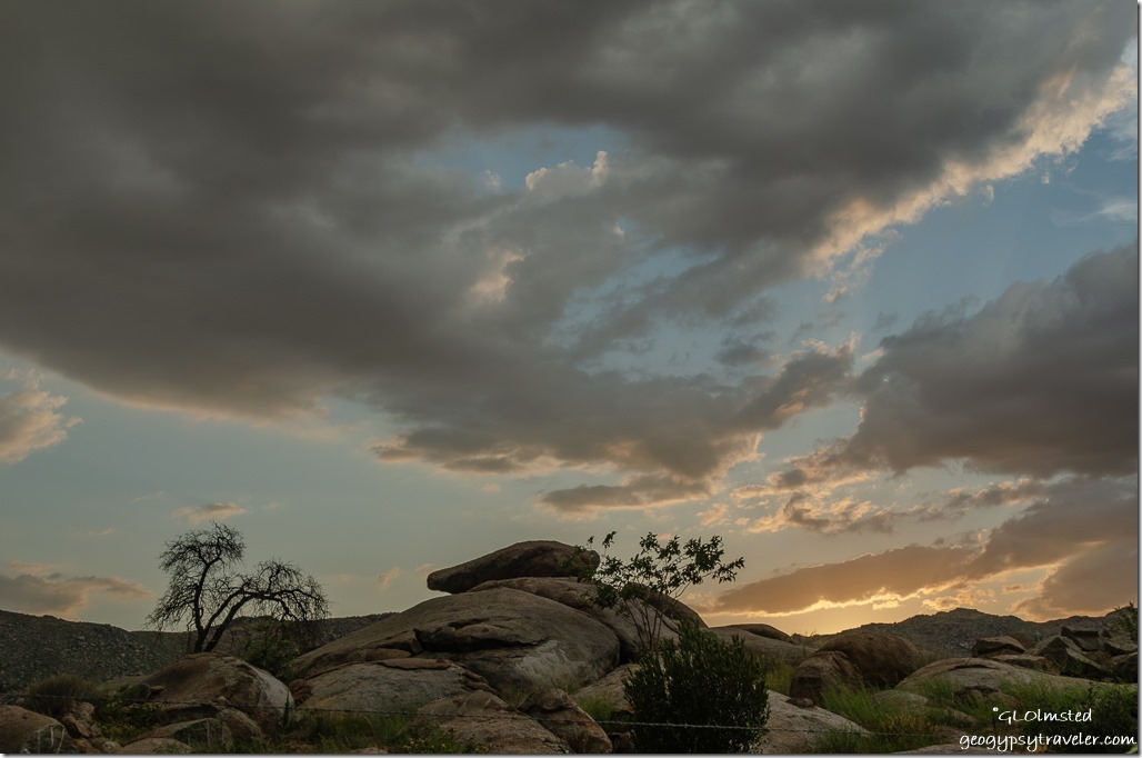 trees boulders sunset clouds Yarnell Arizona