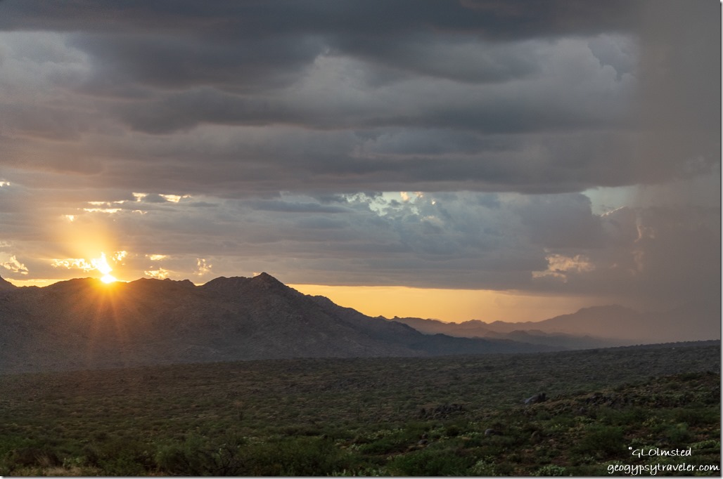 Weaver & Date Creek Mountains sunset altocumulus clouds rain sunrays SR89 Arizona