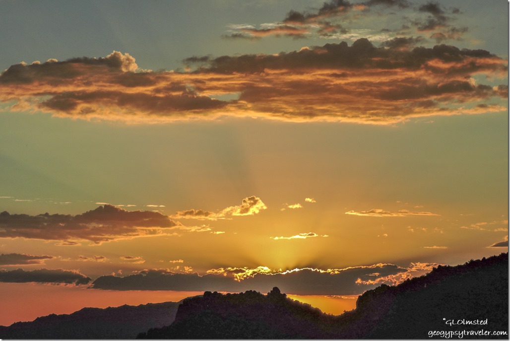 Date Creek Mountains sunset rays clouds Yarnell Hill Arizona