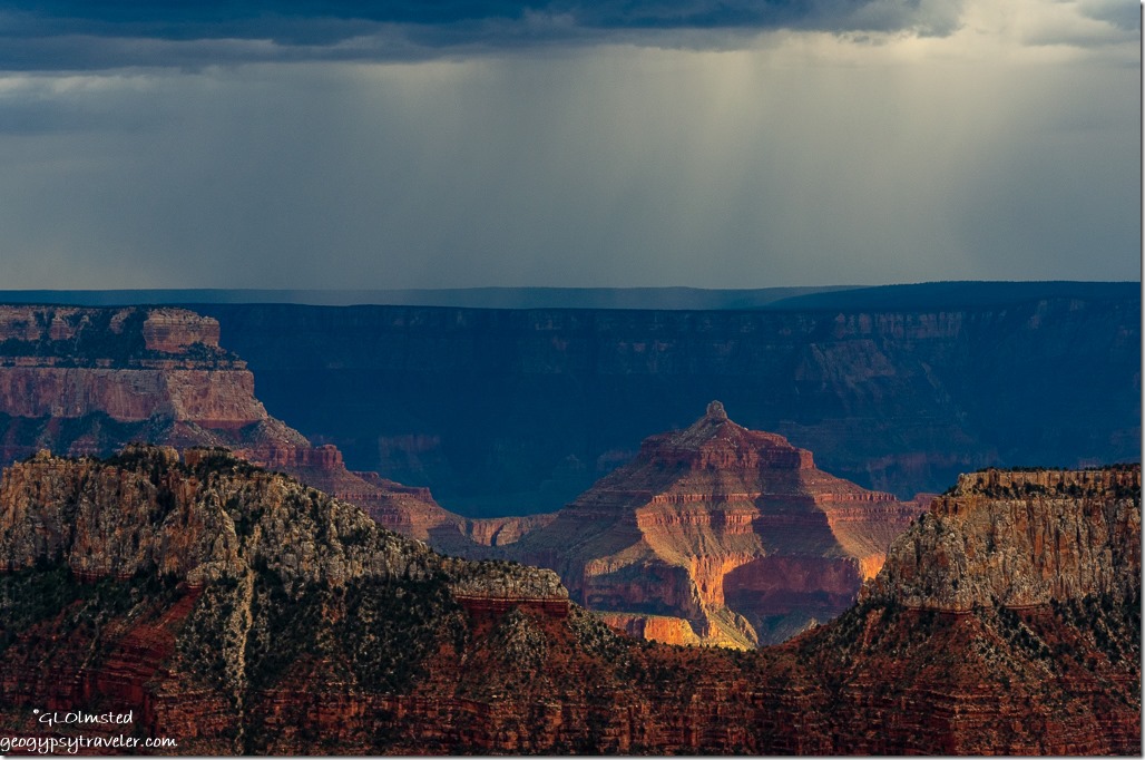 Storm & last light on Angles Gate from Lodge North Rim Grand Canyon National Park Arizona