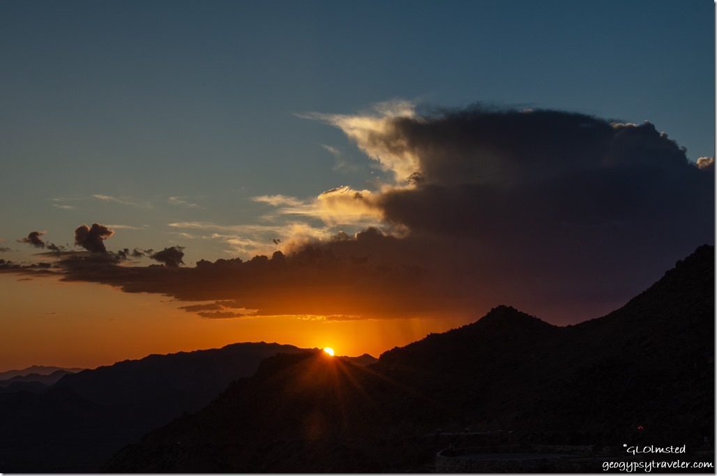 Date Creek Mountains sunset clouds sunburst Yarnell Hill overlook SR89 Arizona