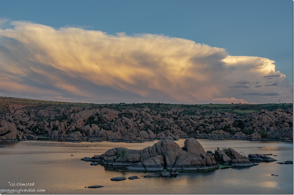 kayaks boulders sunset clouds Watson Lake Prescott Arizona