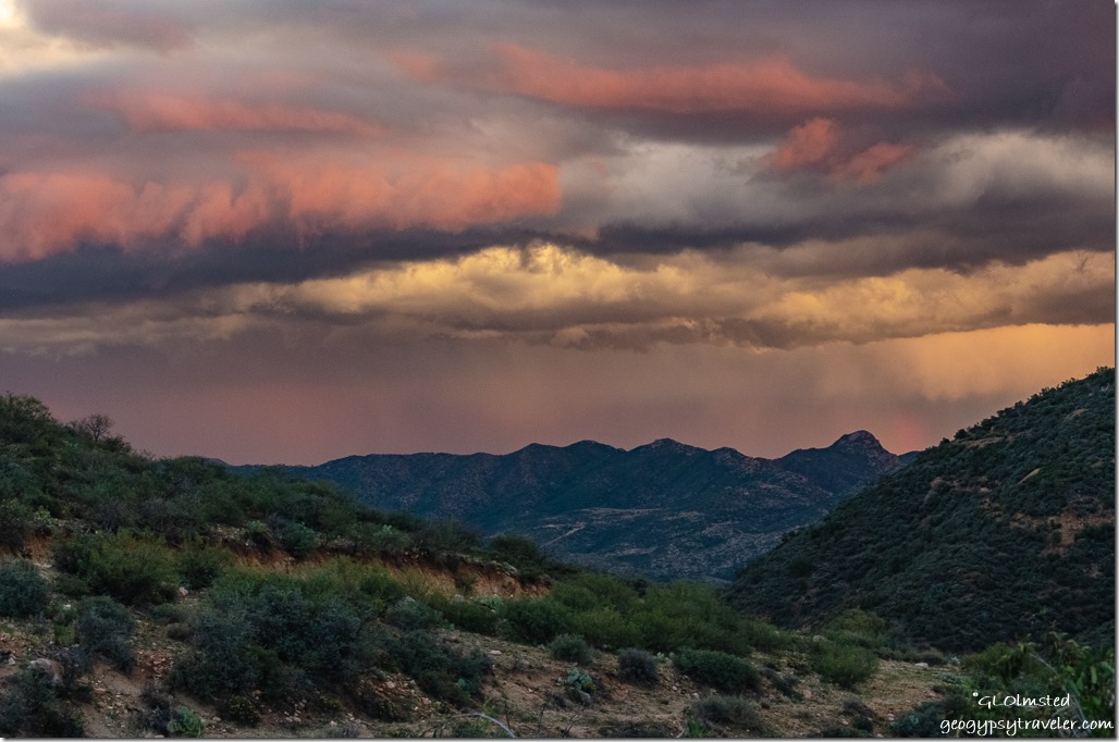mountains reverse sunset clouds Yarnell Arizona