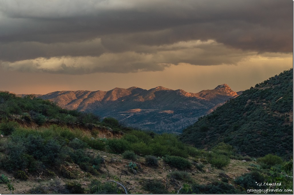 mountains reverse sunset clouds Yarnell Arizona