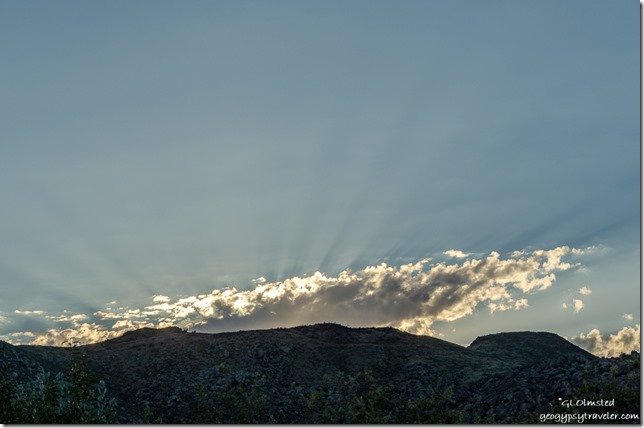 Weaver Mountains sunset clouds crepuscular rays Yarnell Arizona