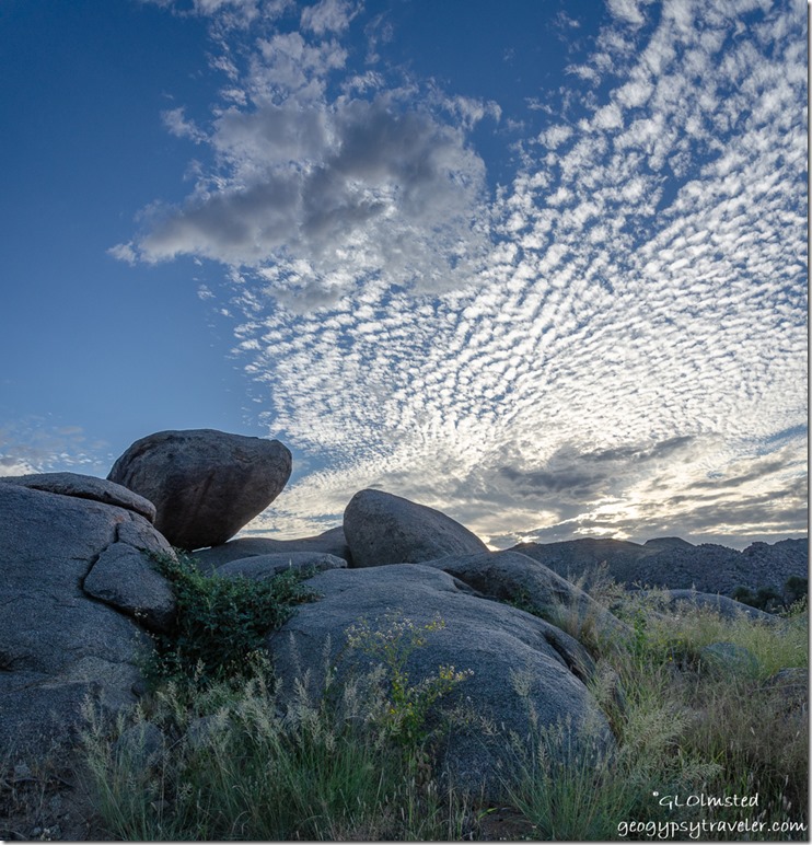 boulders Weaver Mountains sunset clouds Yarnell Arizona