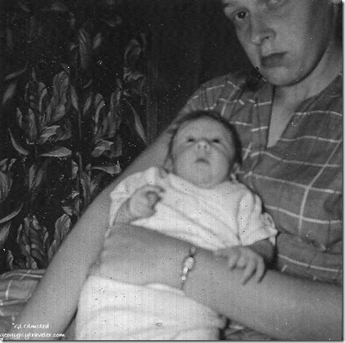 Gaelyn 7 wks old & June May 1954 Spring Road Hinsdale Illinois
