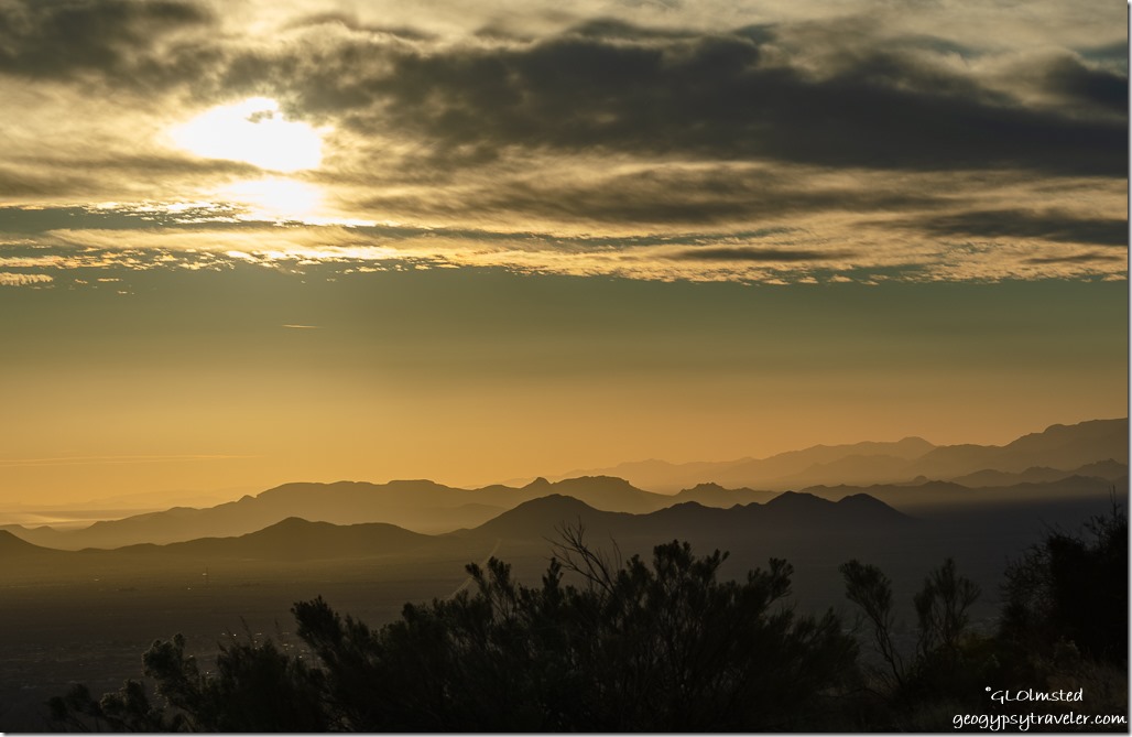 bushes mountains sunset clouds Yarnell Hill SR89 Arizona