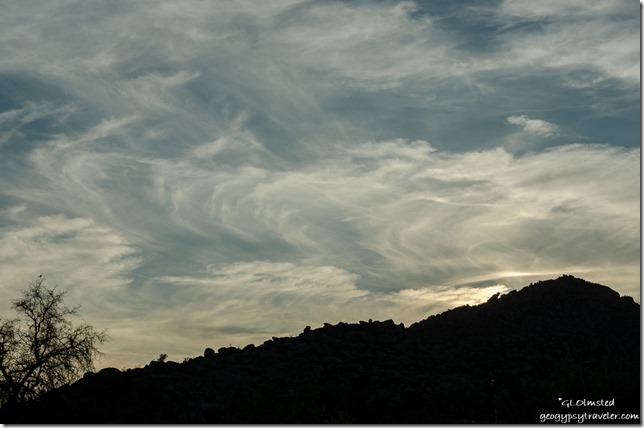 tree Weaver Mountains sunset clouds Yarnell Arizona