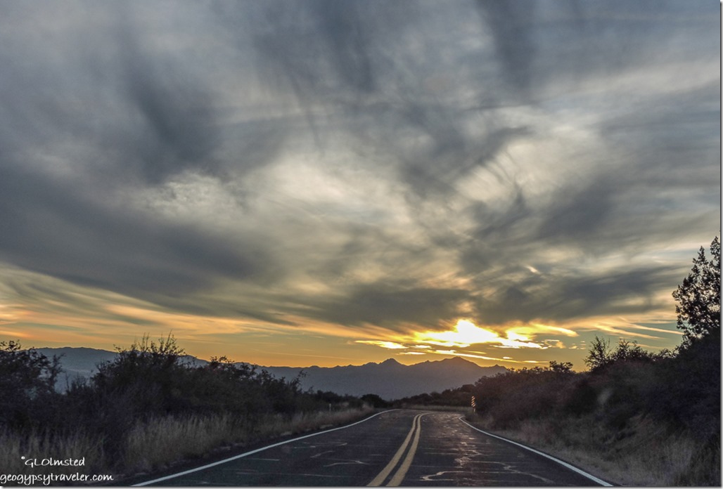 Weaver Mountains SR89 South sunset clouds Arizona